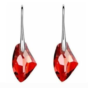Red Rock Crystal Rock Drop Dangle Silver Hook Earrings